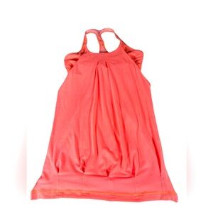 Lululemon No Limits Athletic Racerback Tank Top Orange Striped Black Bra Sz 6